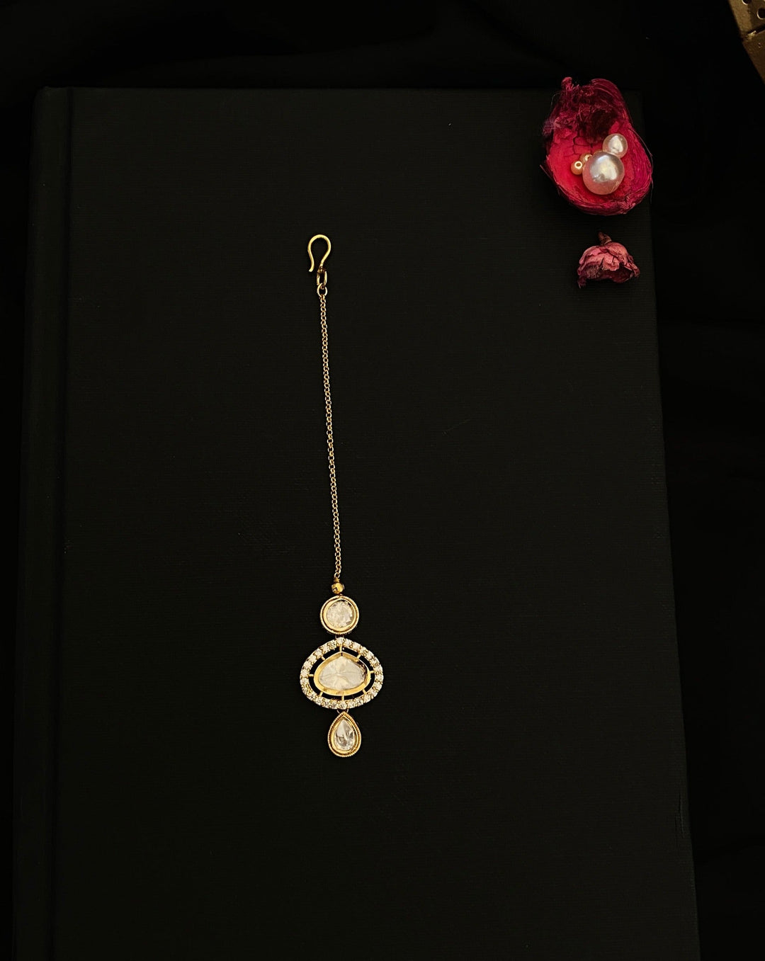 Gold Plated, Elite Polki Kundan Drop Maangtikka  | SHOBITAM