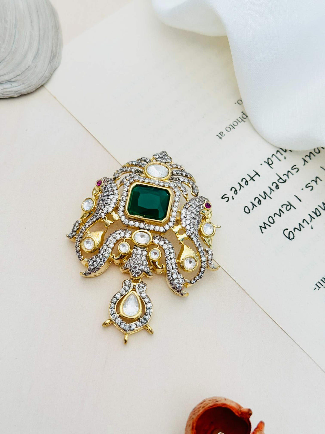 Mint Green Kundan Triple Jhumka Earrings | SHOBITAM