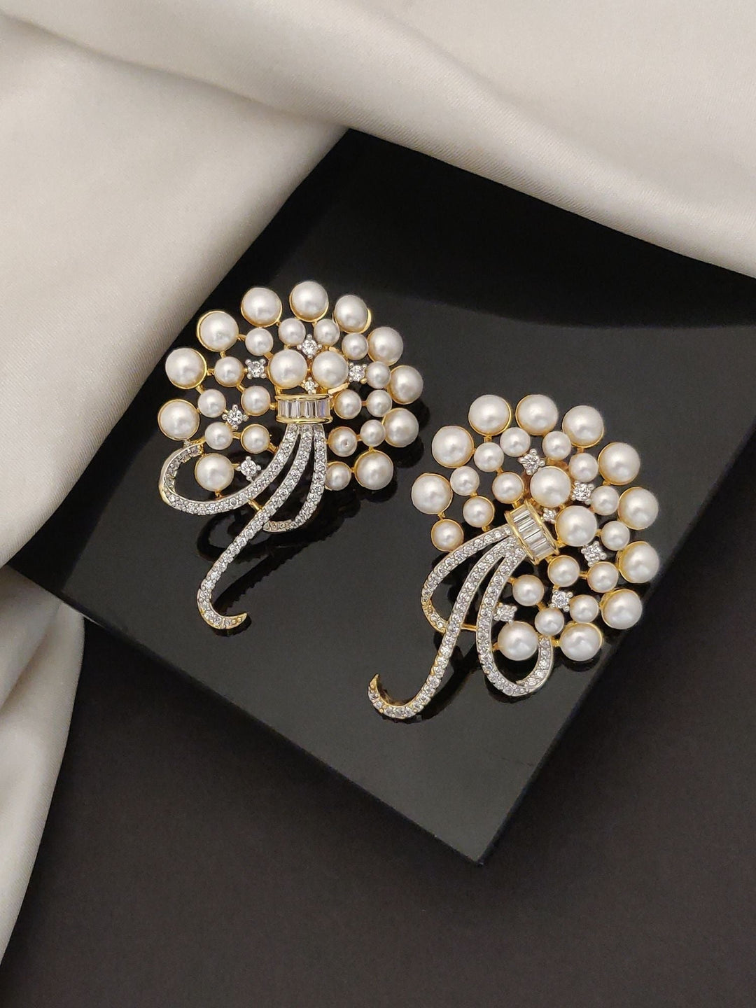 Gold Plated American Diamond Studs Earring | SHOBITAM