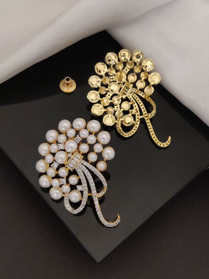 Gold Plated American Diamond Studs Earring | SHOBITAM