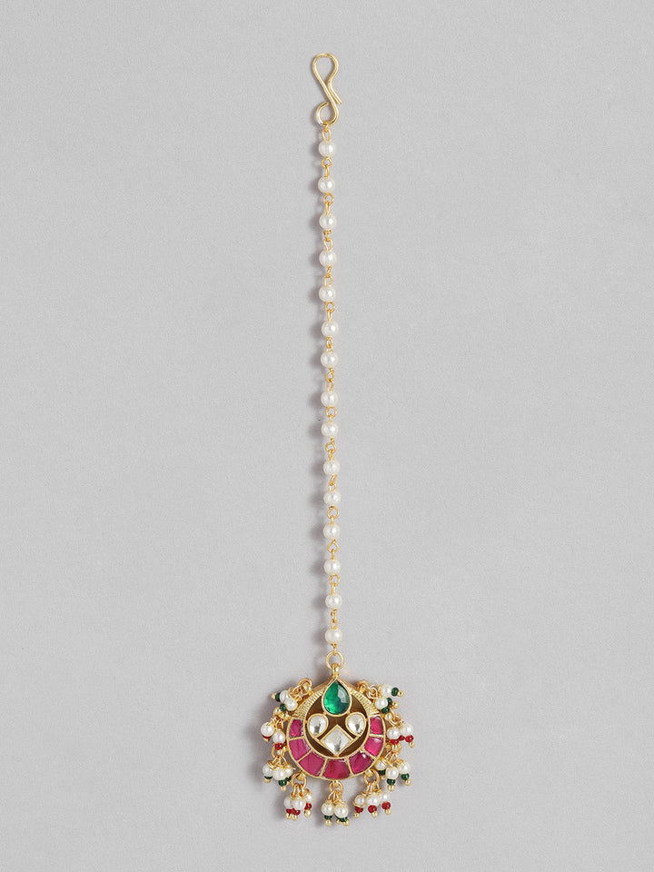 Gold Plated, High Quality Gold Plated Pachi Kundan Maangtikka | SHOBITAM