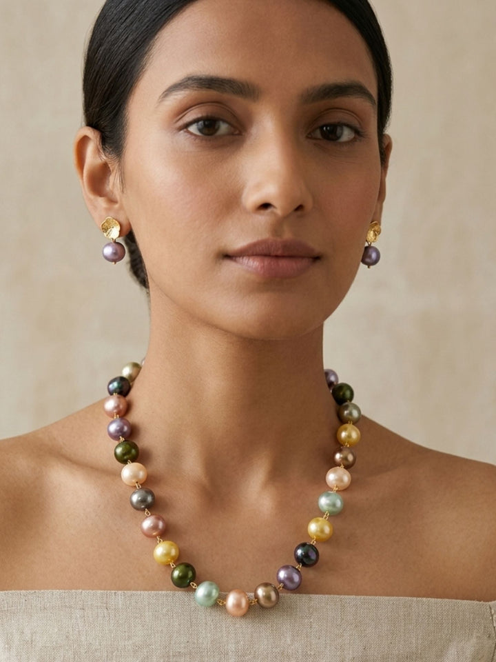Freshwater Pearl Mala Set – Pastel Elegant Styling | SHOBITAM