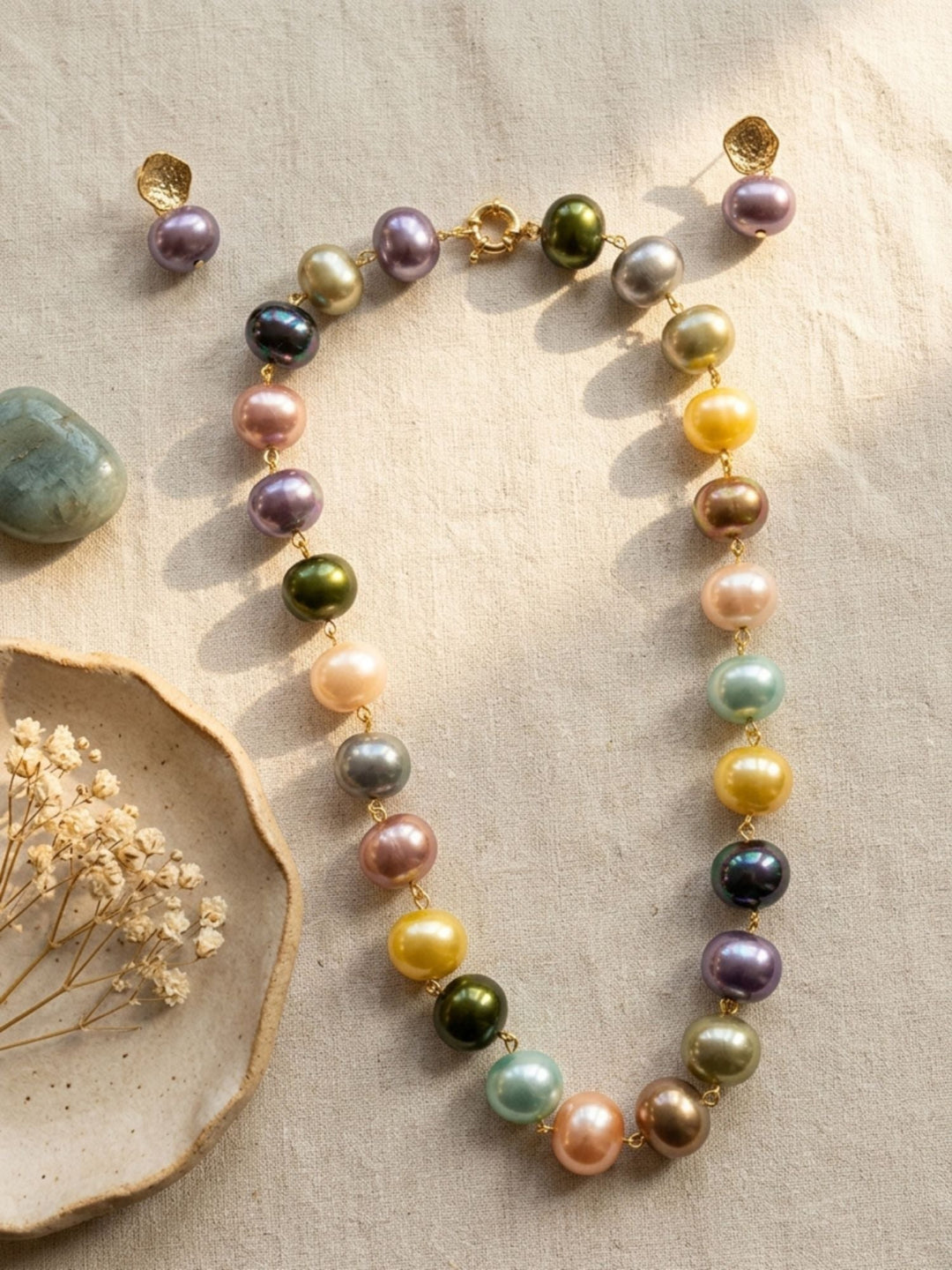 Freshwater Pearl Mala Set – Pastel Elegant Styling | SHOBITAM