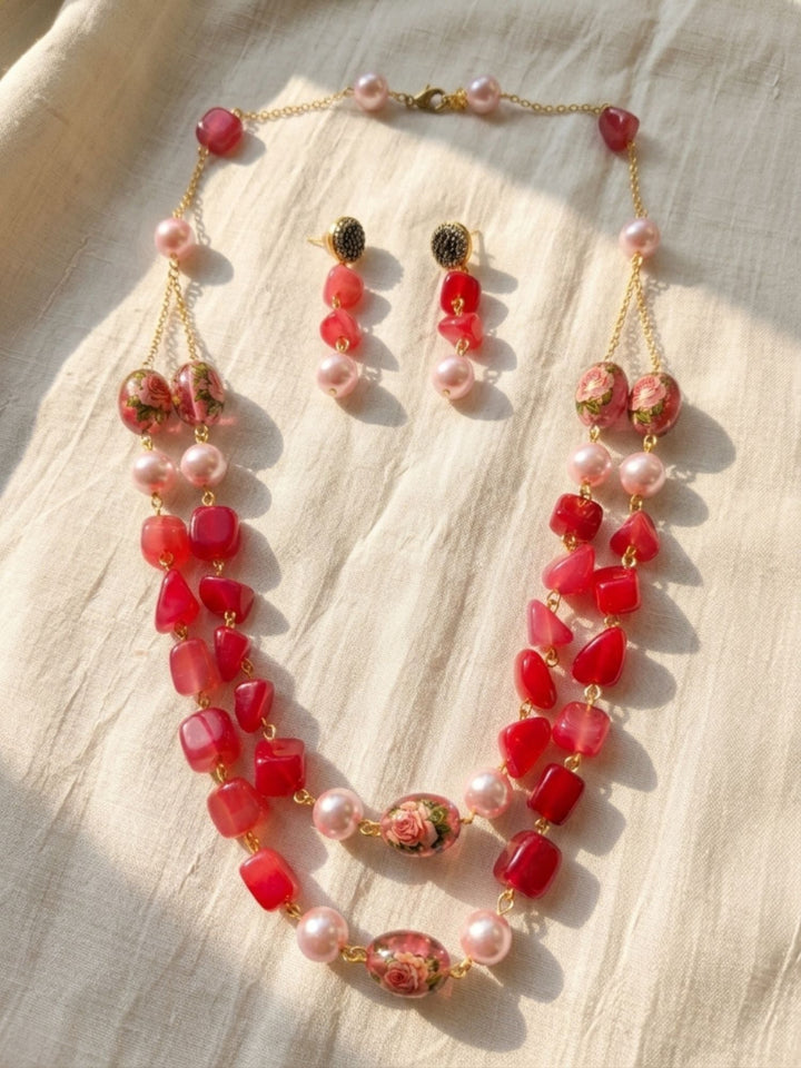 Floral Pearl Layered Mala Set – Elegant Wedding Glam | SHOBITAM