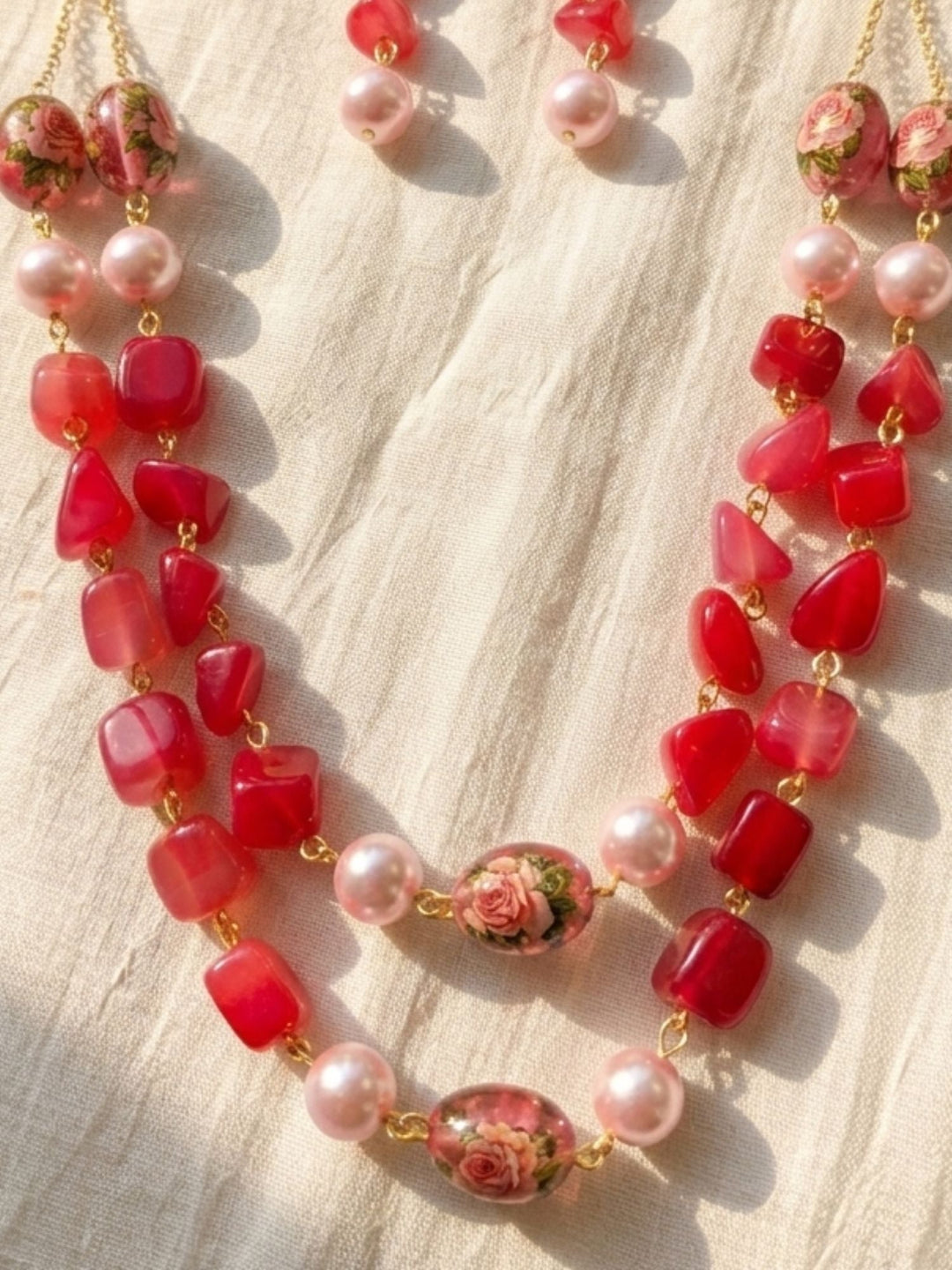 Floral Pearl Layered Mala Set – Elegant Wedding Glam | SHOBITAM
