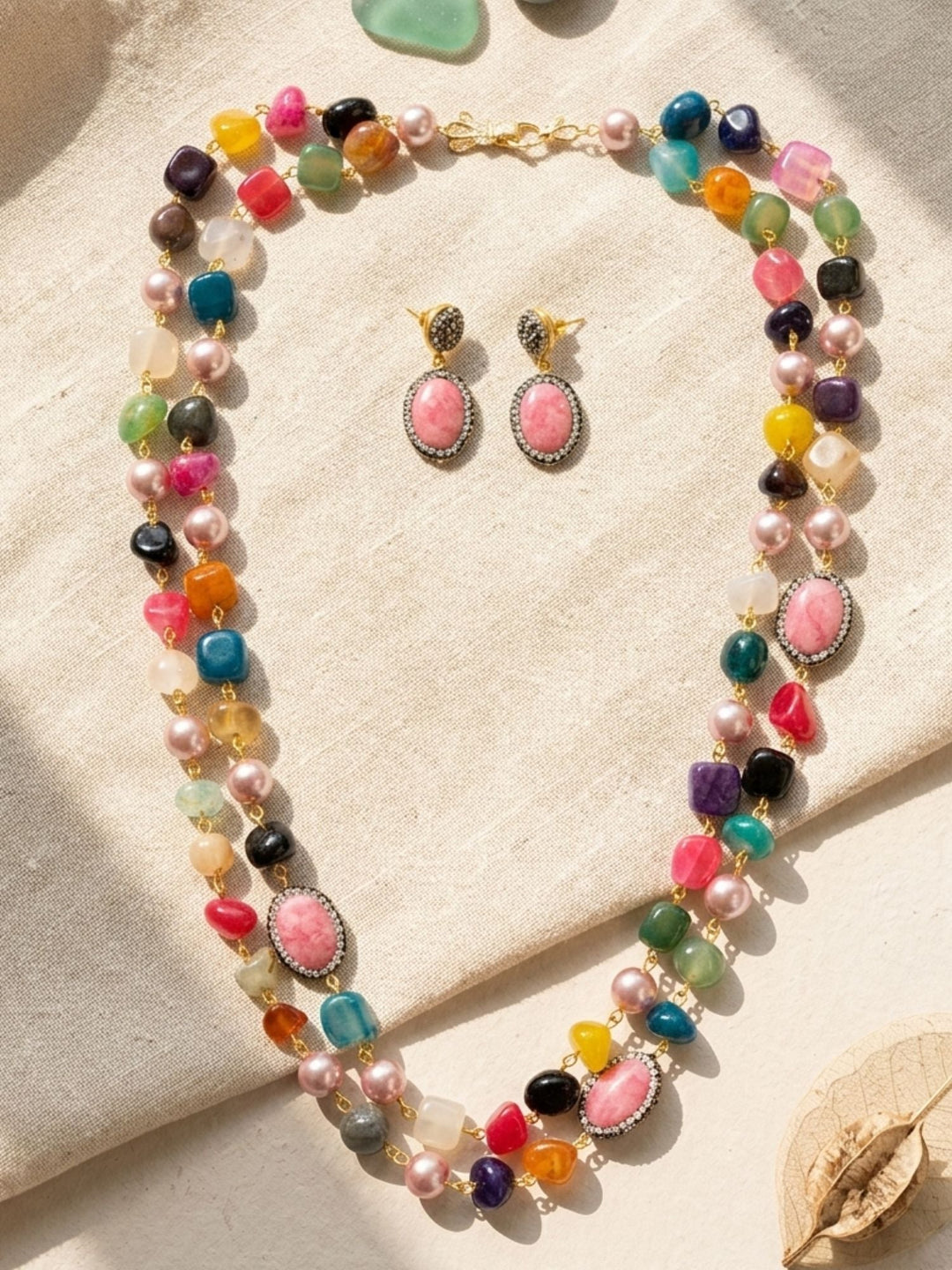 Double Layer Pearl Mala Set – Timeless Festive Elegance | SHOBITAM