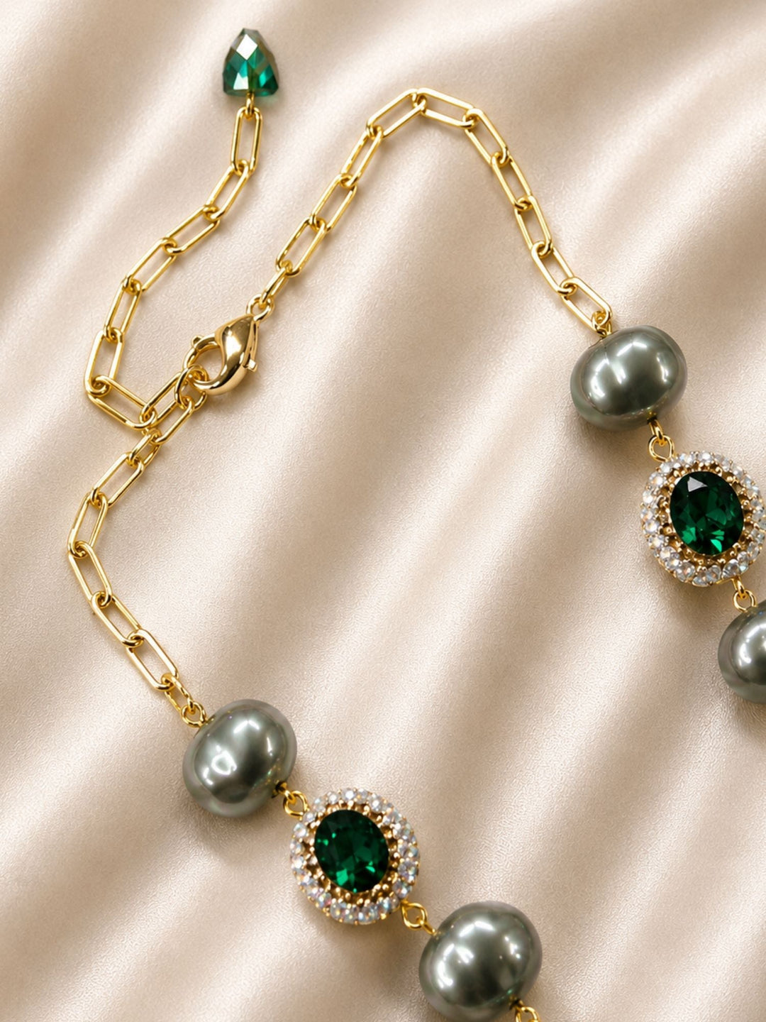 Emerald Green Pearl Mala Set  – Timeless Festive Elegance | SHOBITAM