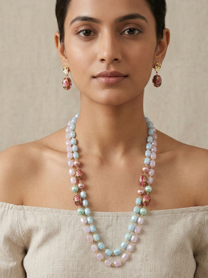 Double Layer Pearl Mala Set – Timeless Festive Elegance | SHOBITAM
