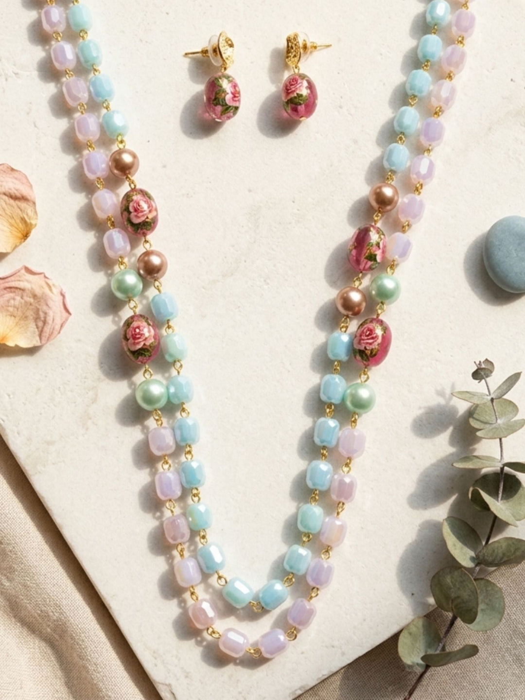 Double Layer Pearl Mala Set – Timeless Festive Elegance | SHOBITAM