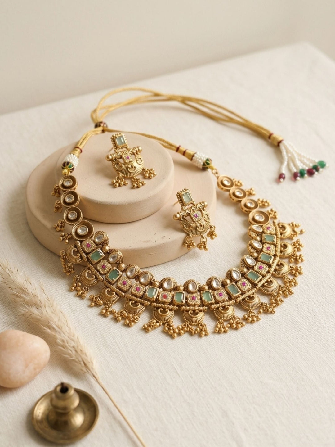 Gold Mini Choker Necklace Set | SHOBITAM