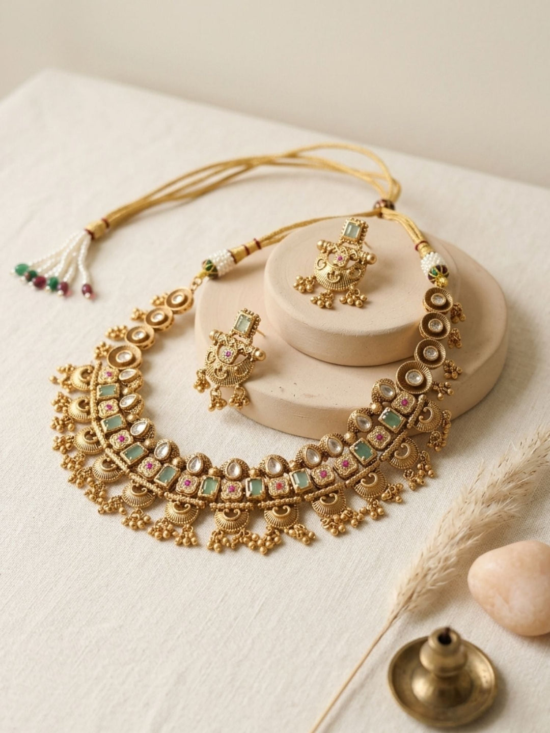 Gold Mini Choker Necklace Set | SHOBITAM