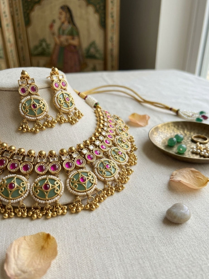 Gold Bridal Necklace Set | SHOBITAM