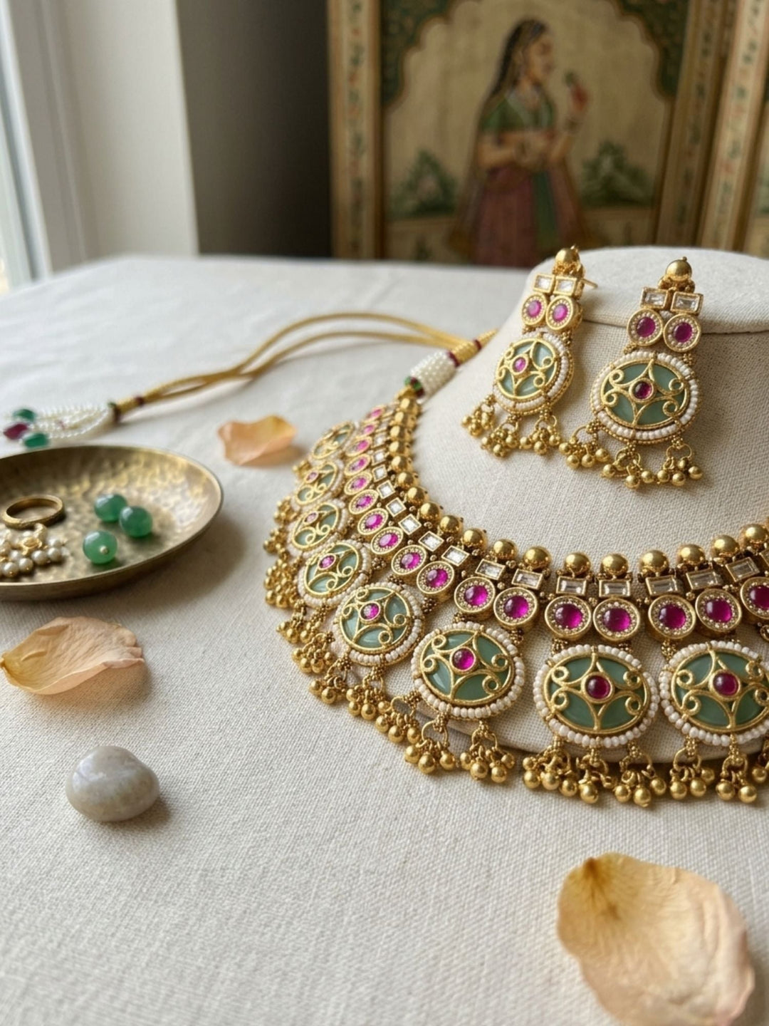 Gold Bridal Necklace Set | SHOBITAM