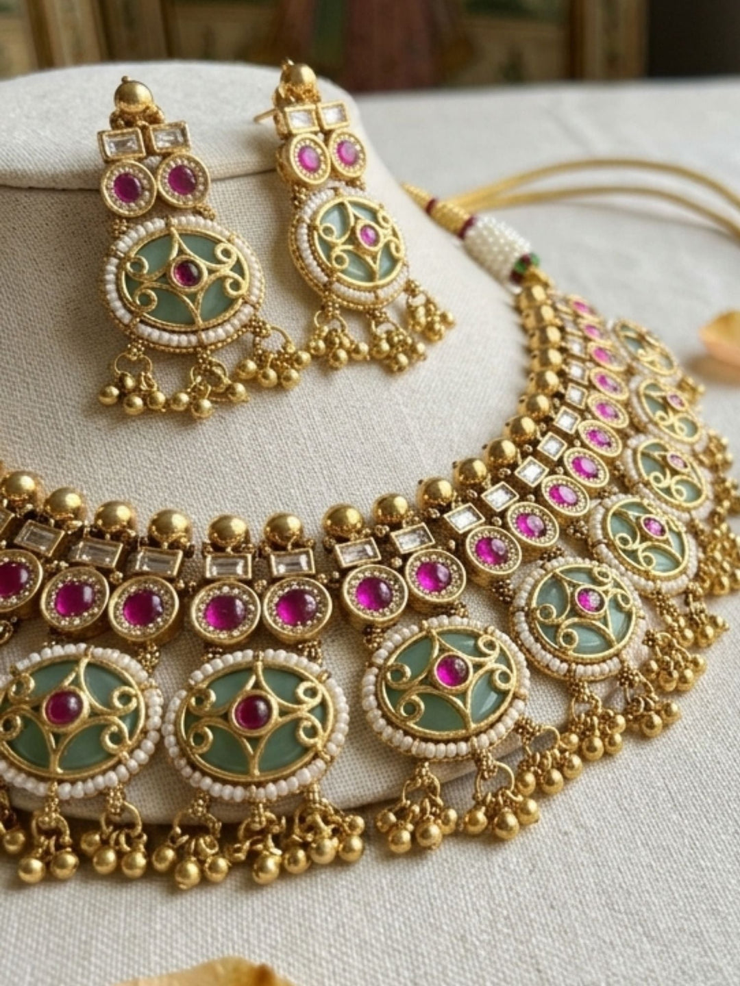 Gold Bridal Necklace Set | SHOBITAM