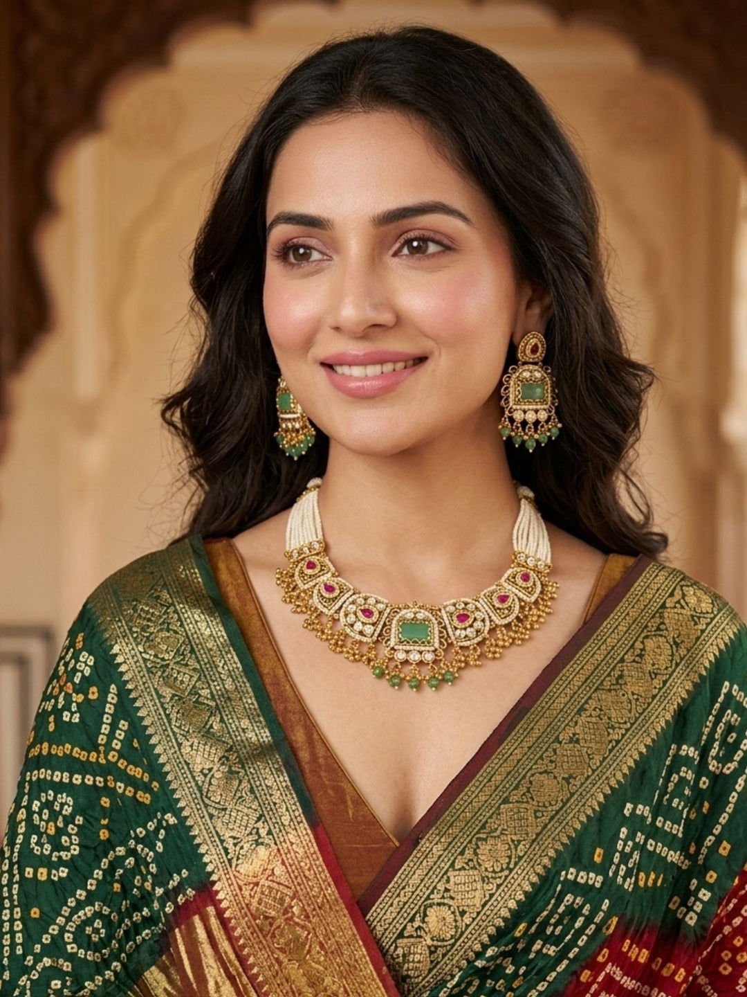 Wedding Gold Chorski Necklace Set | SHOBITAM