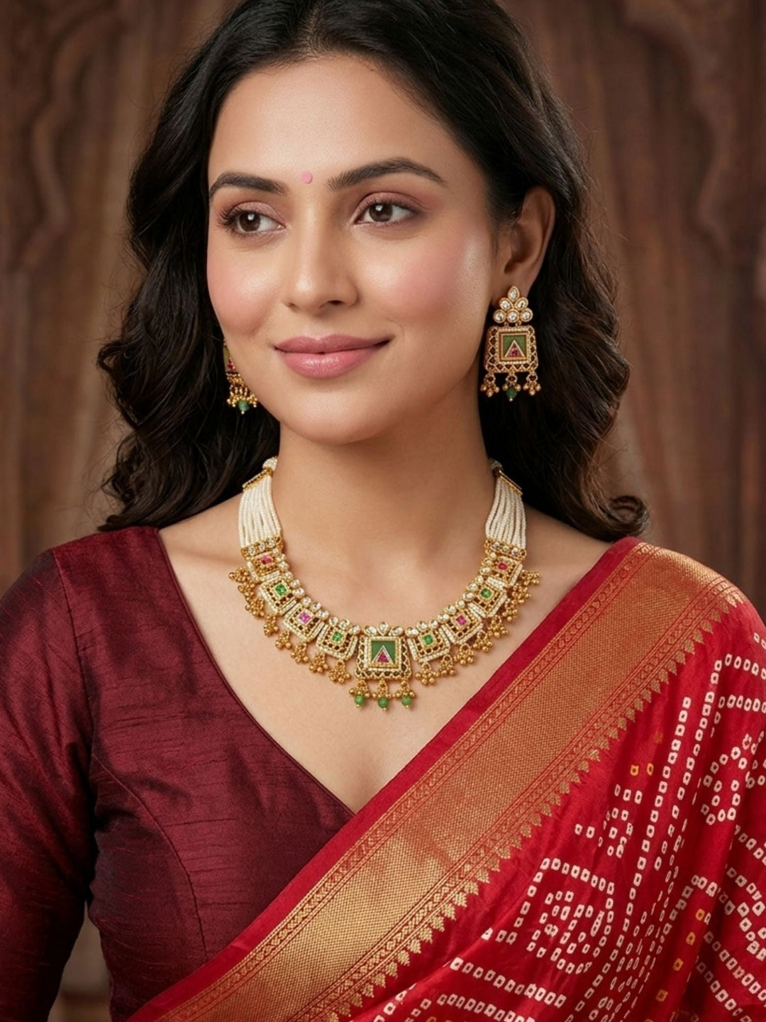 Antique Gold Chorski Necklace Set | SHOBITAM