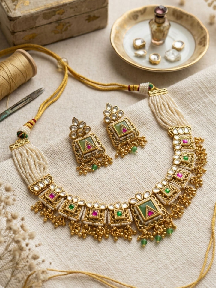 Antique Gold Chorski Necklace Set | SHOBITAM