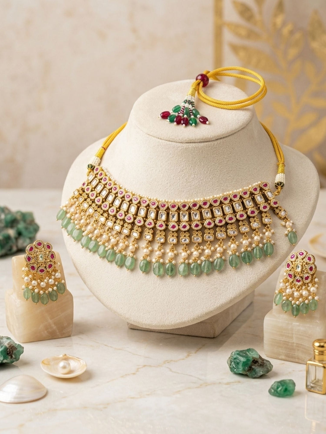 Antique Polki Choker Necklace Set | SHOBITAM