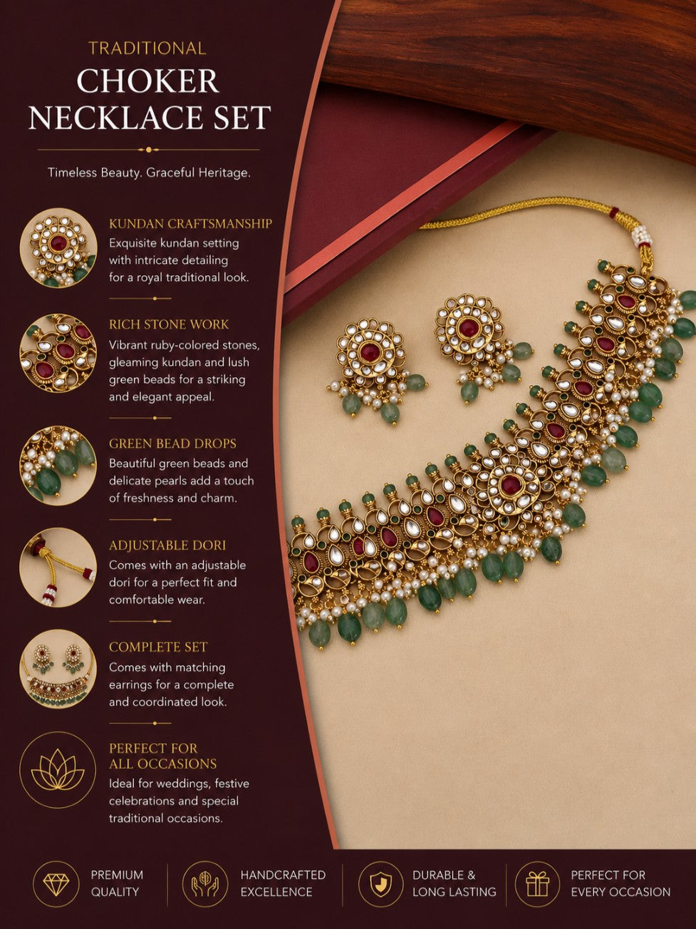 Temple Style Choker Necklace – Royal Festive Elegance Set | SHOBITAM