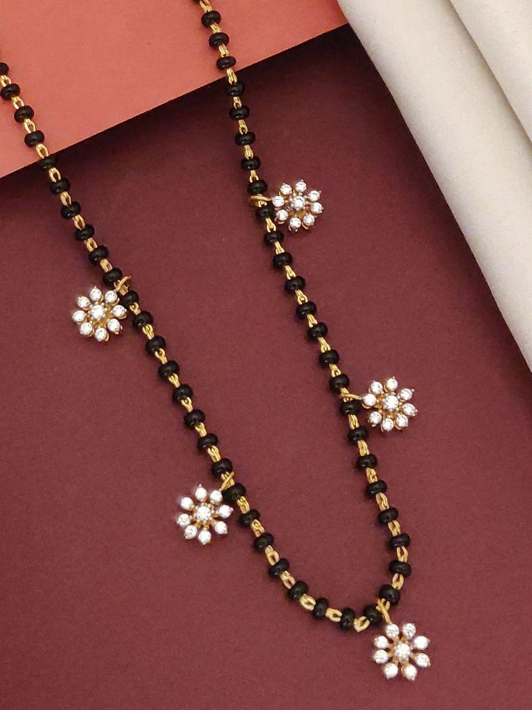 92.5 Sterling Silver Dainty American Diamond Mangalsutra | SHOBITAM
