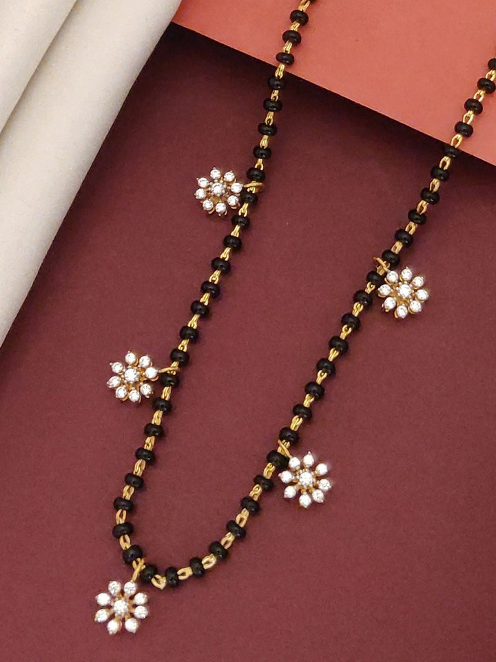 92.5 Sterling Silver Dainty American Diamond Mangalsutra | SHOBITAM