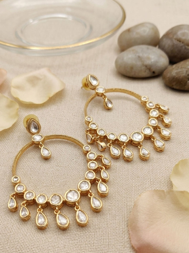 Jewellery Polki Hoop Dangler Drops Earrings | SHOBITAM