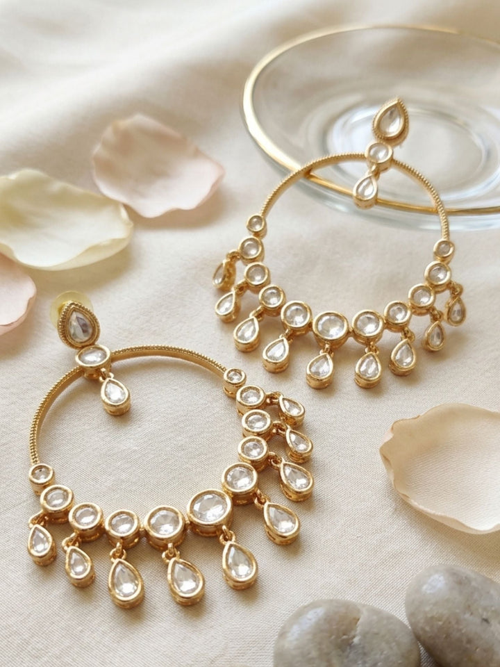 Jewellery Polki Hoop Dangler Drops Earrings | SHOBITAM