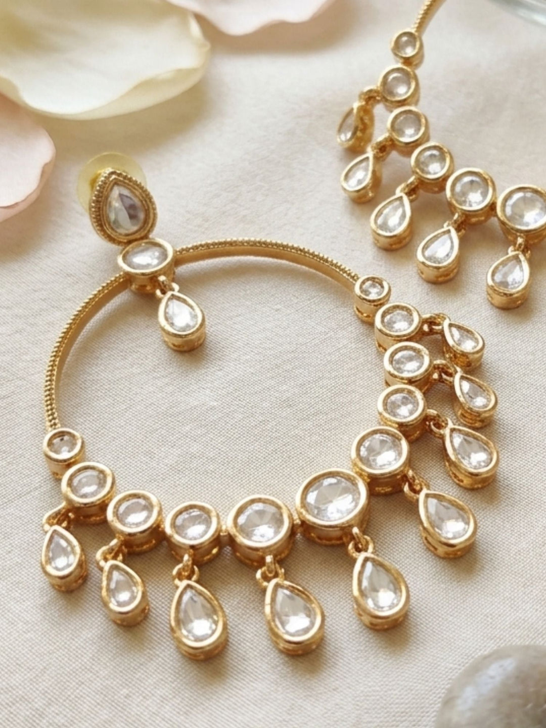 Jewellery Polki Hoop Dangler Drops Earrings | SHOBITAM