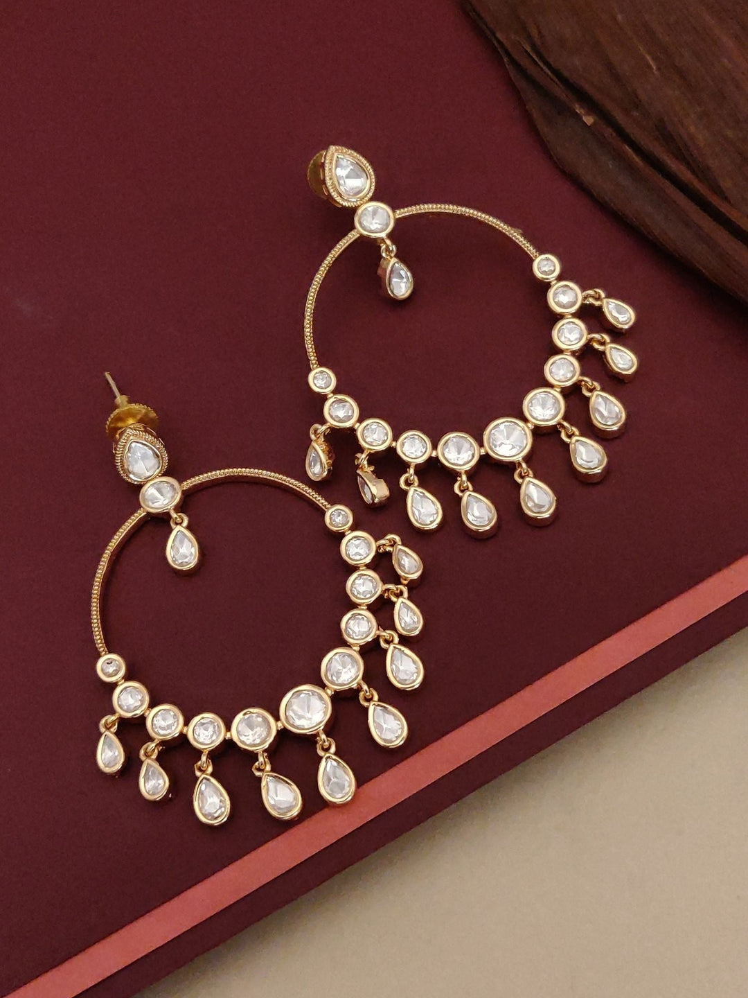 Jewellery Polki Hoop Dangler Drops Earrings | SHOBITAM