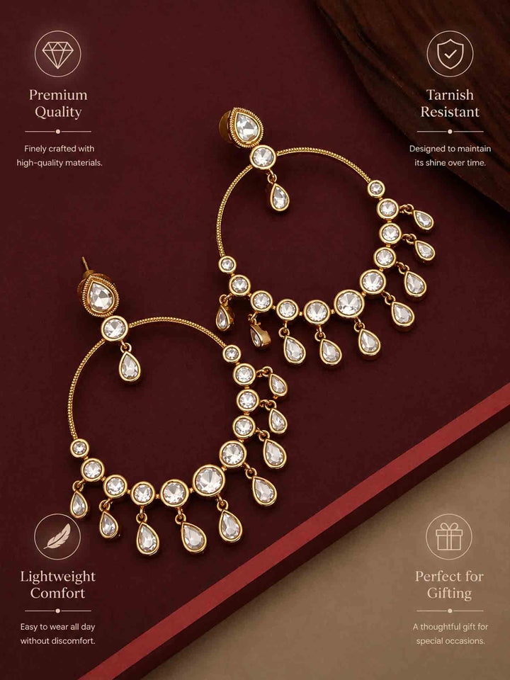 Jewellery Polki Hoop Dangler Drops Earrings | SHOBITAM
