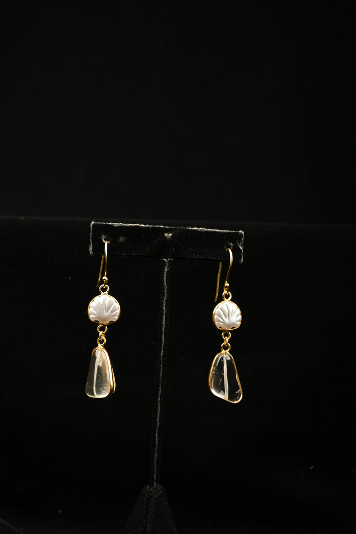 Aurora Semi precious Quartz & Pearl Statement Necklace Set | SHOBITAM