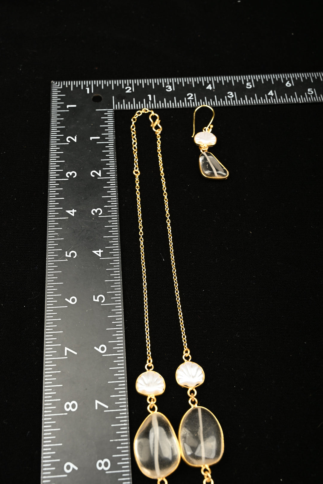 Aurora Semi precious Quartz & Pearl Statement Necklace Set | SHOBITAM