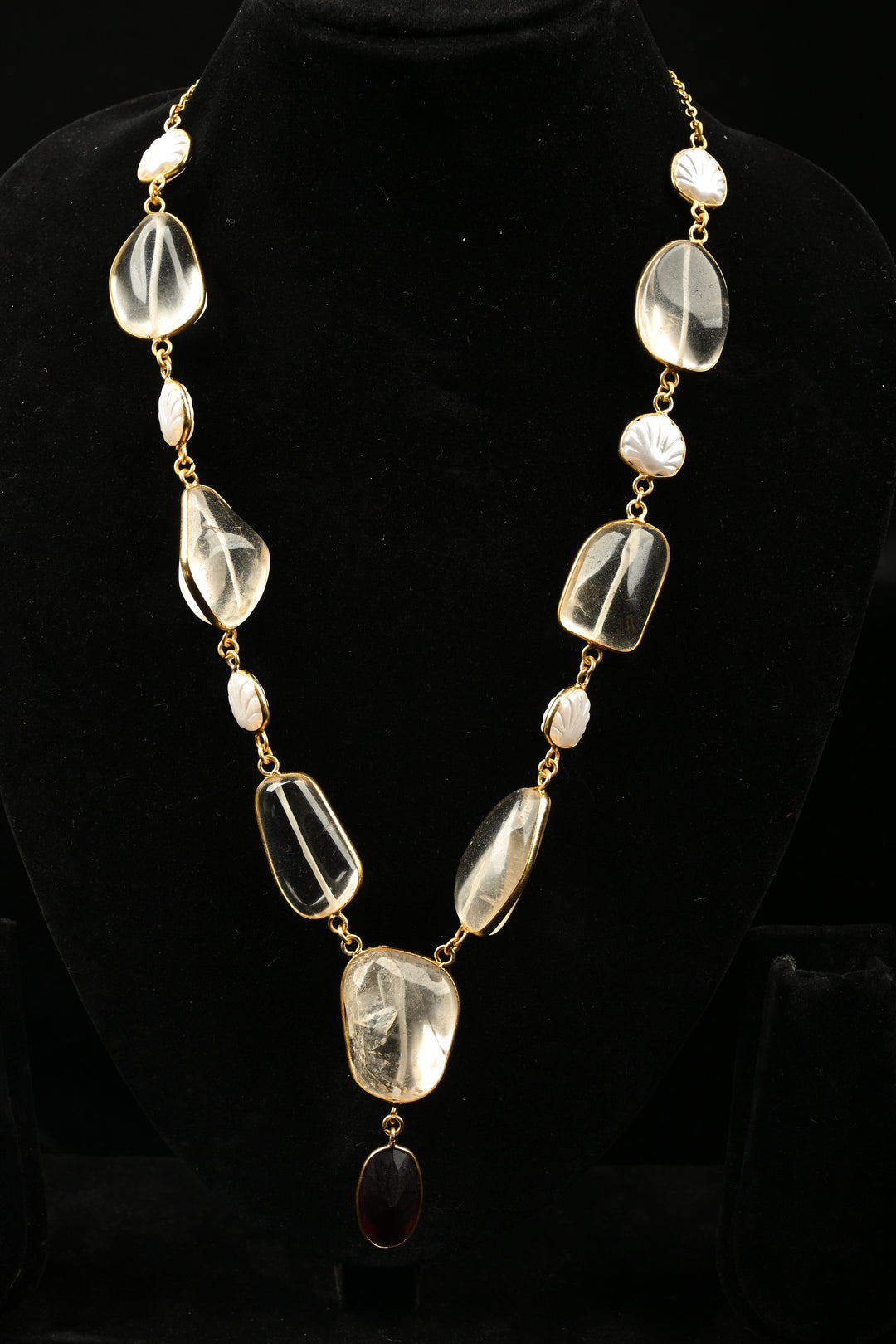 Aurora Semi precious Quartz & Pearl Statement Necklace Set | SHOBITAM