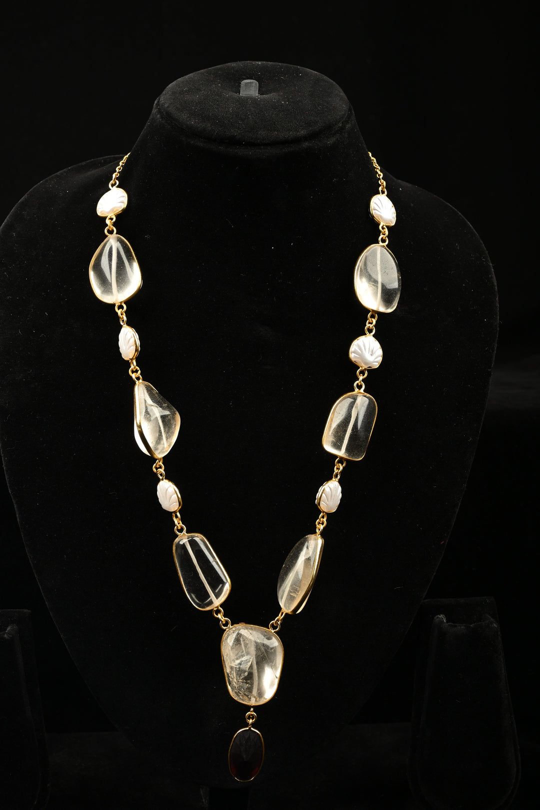 Aurora Semi precious Quartz & Pearl Statement Necklace Set | SHOBITAM
