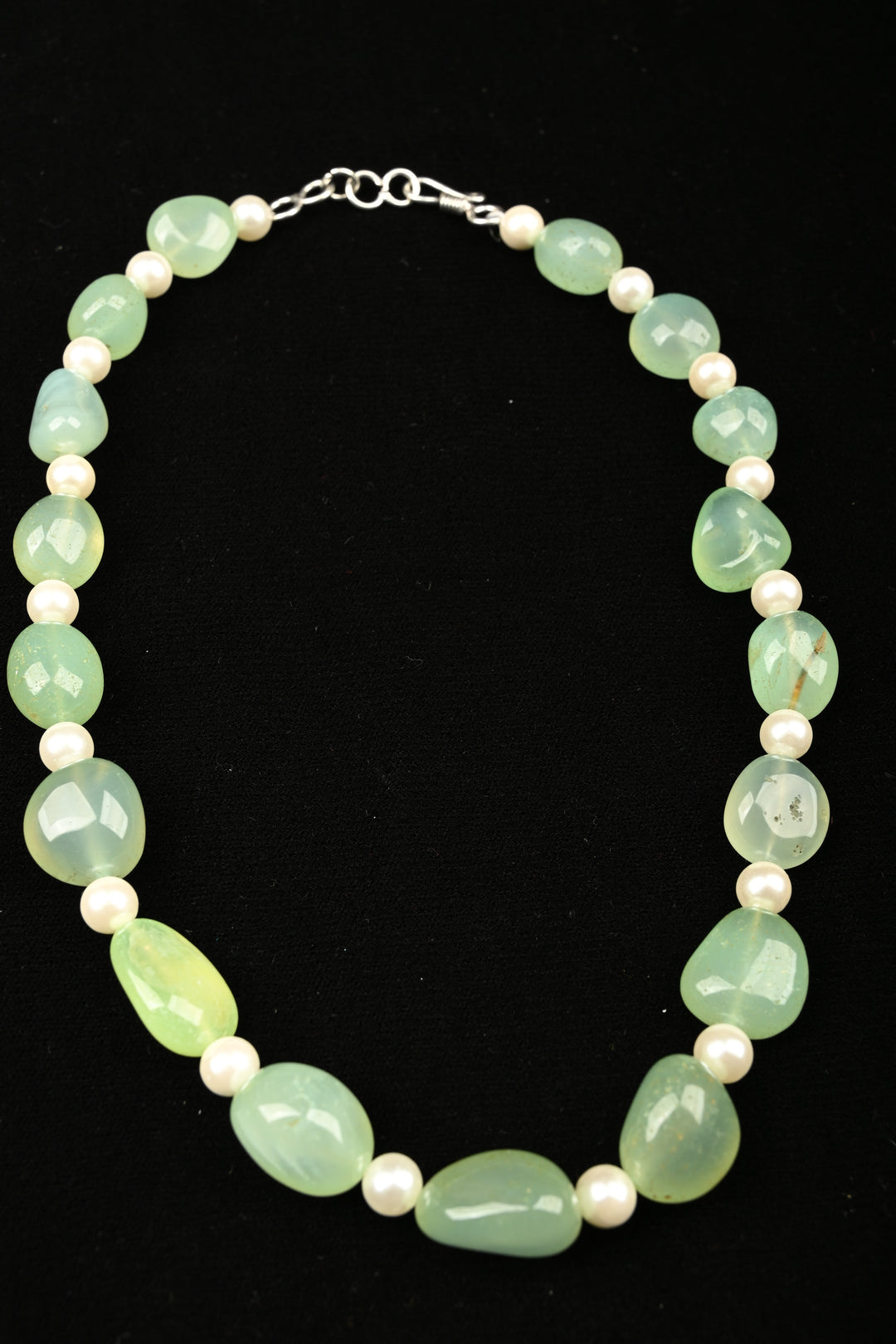 Celadon Glow Aventurine & Pearl Necklace | SHOBITAM