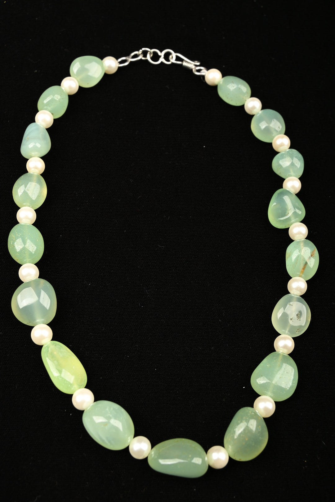 Celadon Glow Aventurine & Pearl Necklace | SHOBITAM
