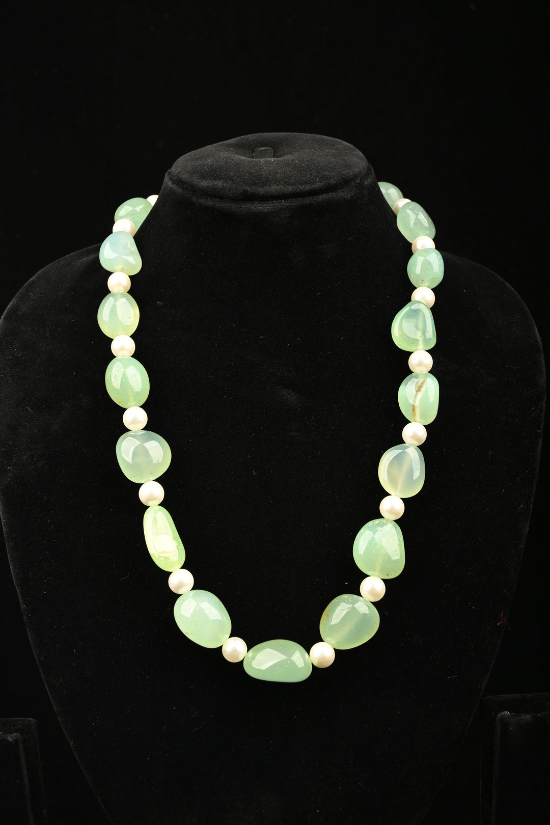 Celadon Glow Aventurine & Pearl Necklace | SHOBITAM