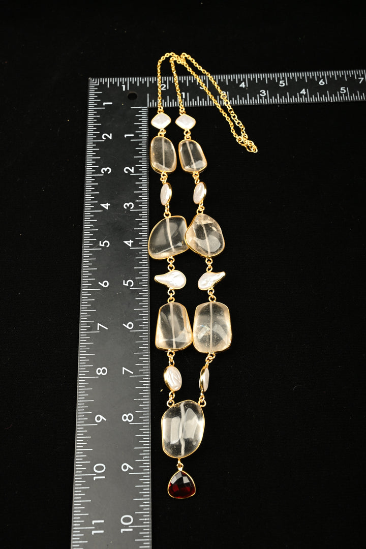 Seashell Clear Quartz Necklace Set | SHOBITAM