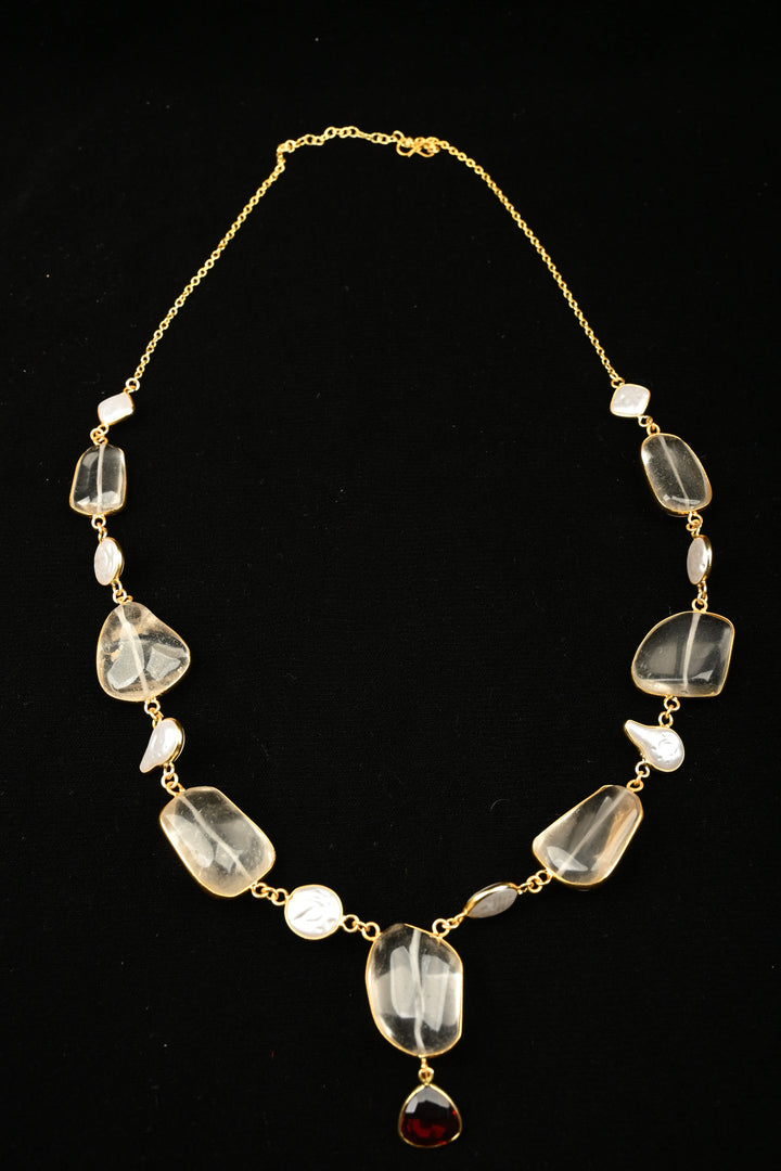 Seashell Clear Quartz Necklace Set | SHOBITAM
