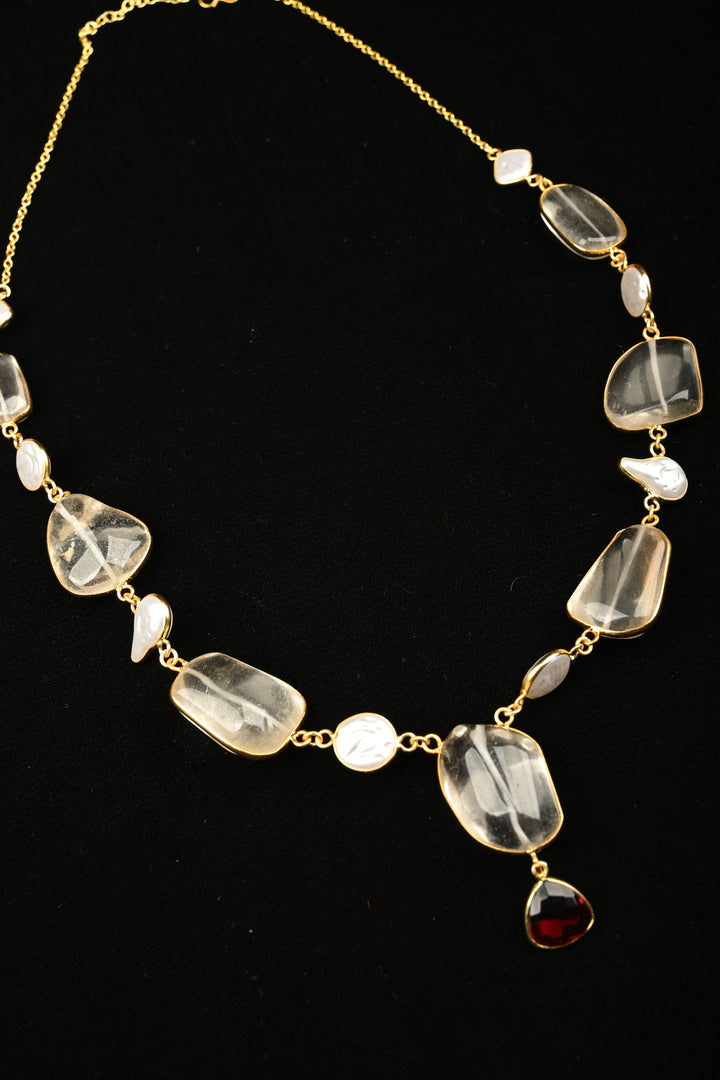 Seashell Clear Quartz Necklace Set | SHOBITAM