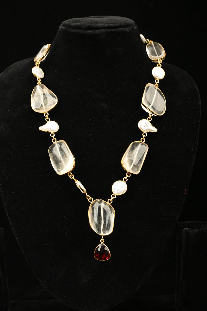 Seashell Clear Quartz Necklace Set | SHOBITAM