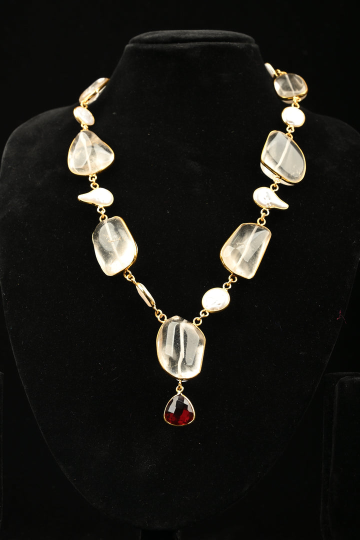 Seashell Clear Quartz Necklace Set | SHOBITAM