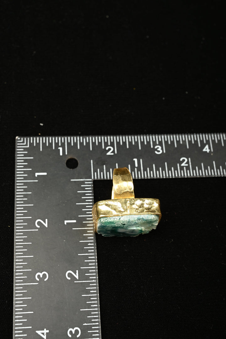 Cyan Shade Chrysocolla Adjustable Brass Ring | SHOBITAM