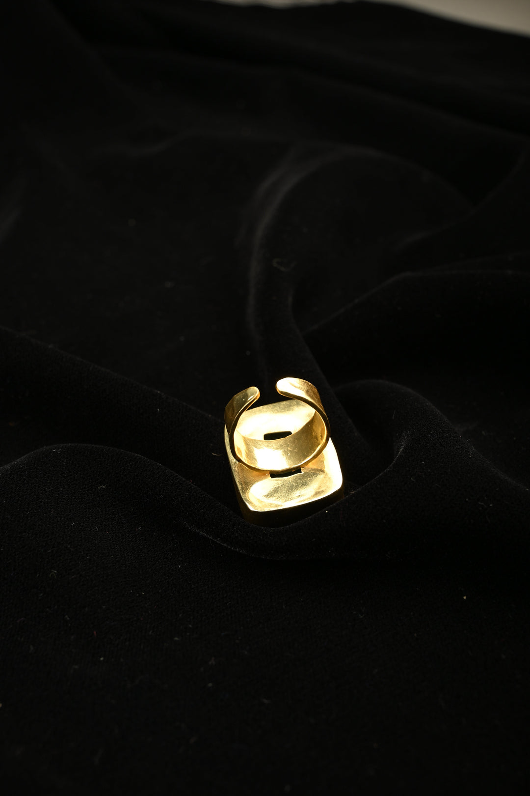 Cyan Shade Chrysocolla Adjustable Brass Ring | SHOBITAM