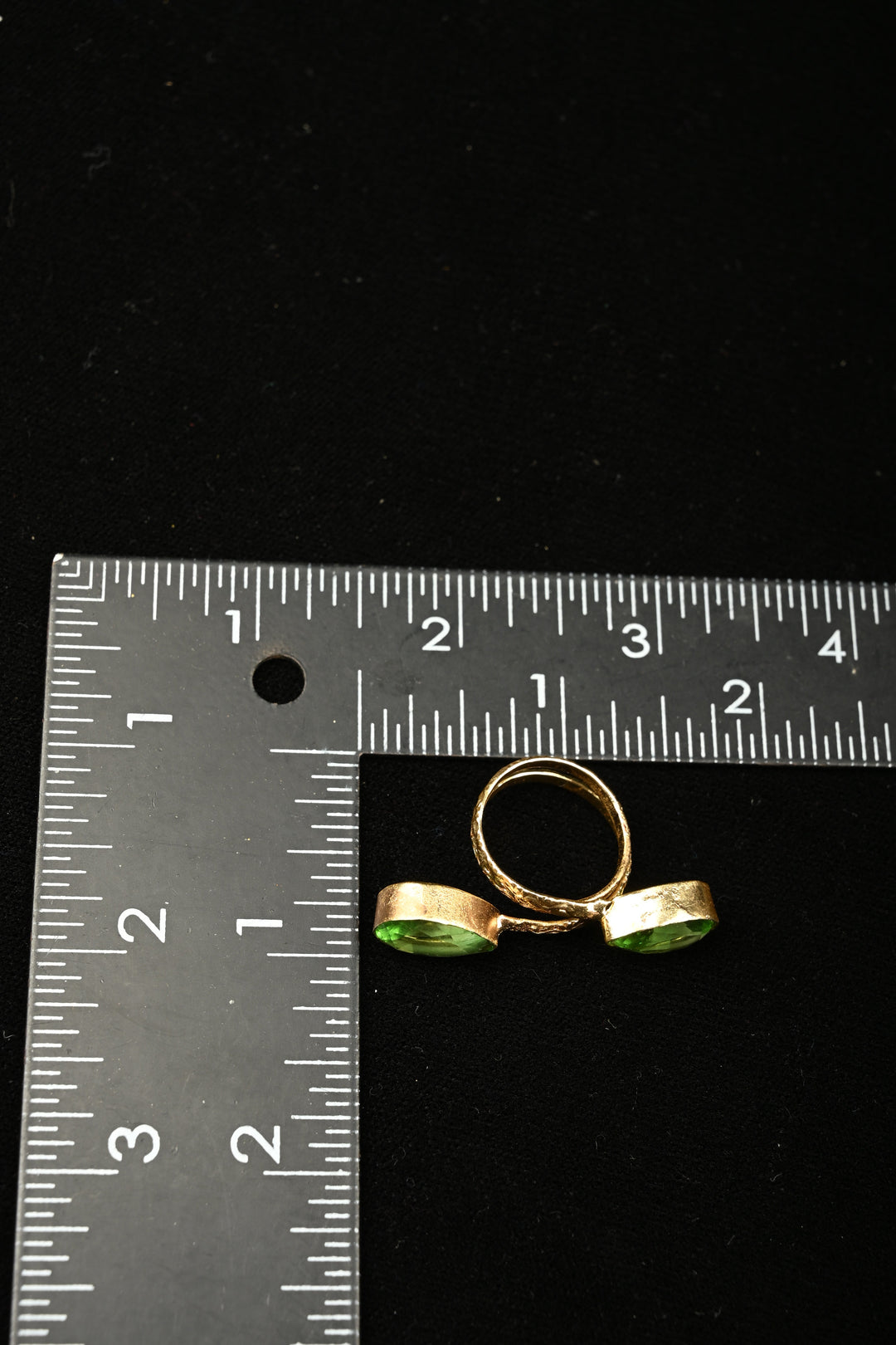 Vibrant Green Fusion-Peridot Double Pear Adjustable Brass Ring | SHOBITAM
