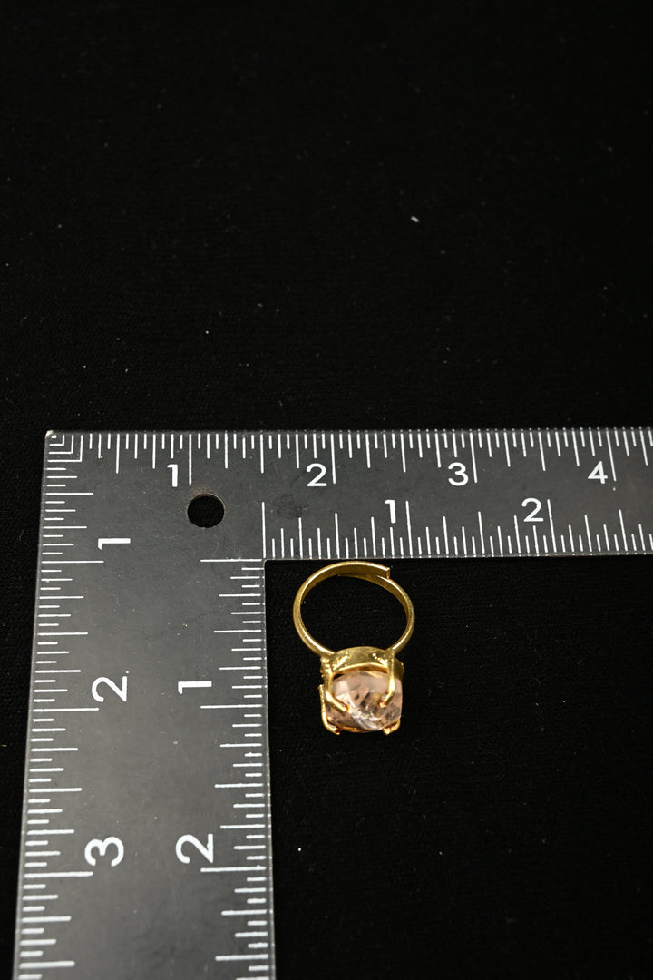 Dusky Rose Rutilated Quartz Adjustable Brass Ring | SHOBITAM