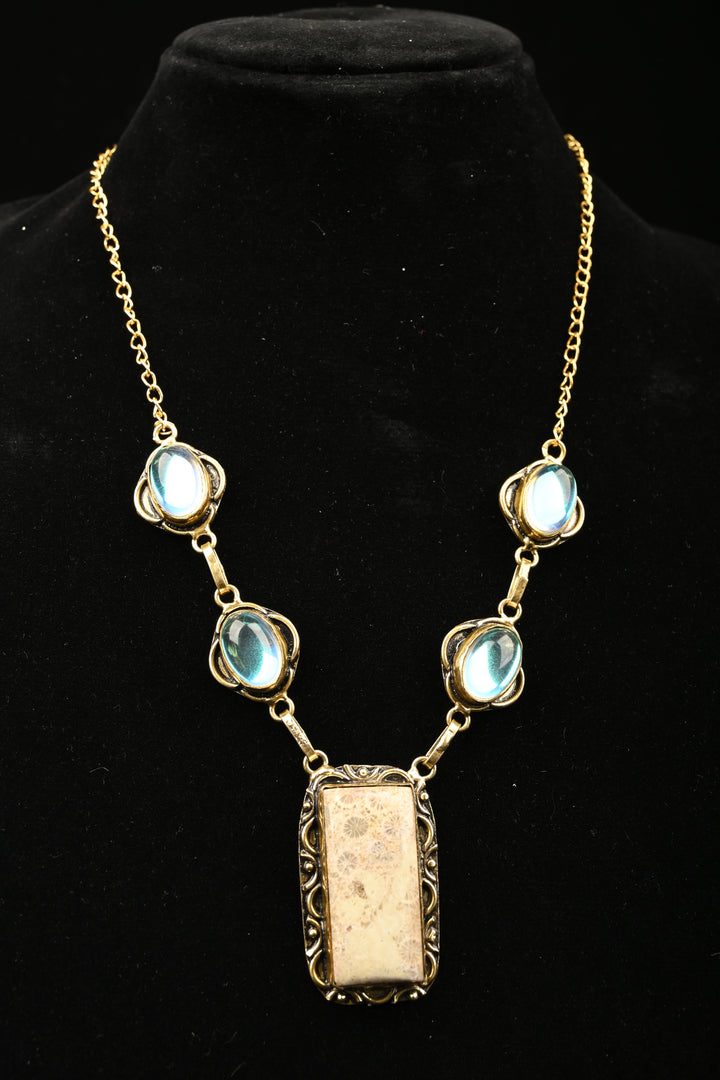Victoria Blue Chalcedony and Magnesite Necklace | SHOBITAM