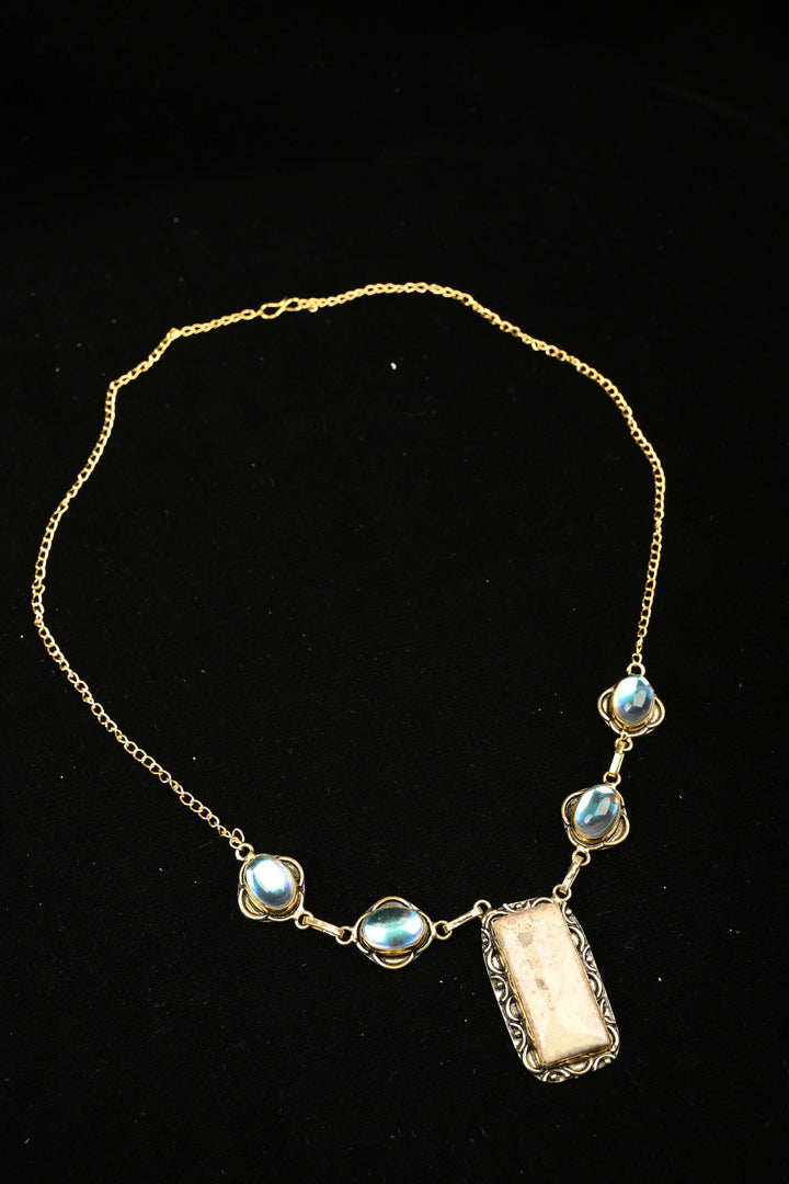 Victoria Blue Chalcedony and Magnesite Necklace | SHOBITAM