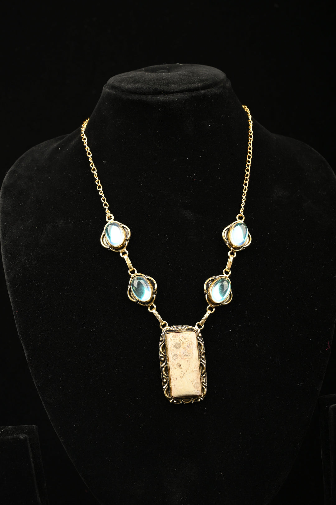 Victoria Blue Chalcedony and Magnesite Necklace | SHOBITAM