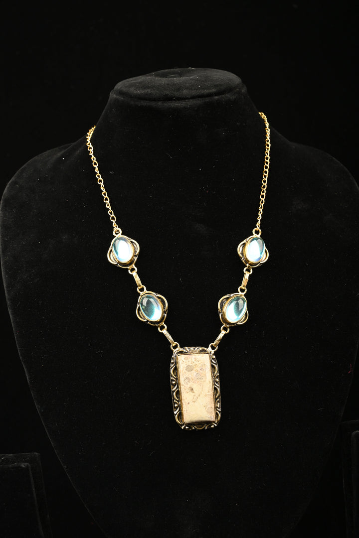 Victoria Blue Chalcedony and Magnesite Necklace | SHOBITAM